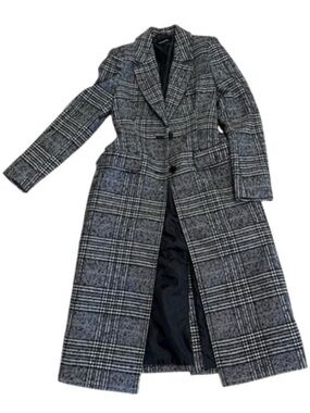 EXPRESS BLACK WHITE PLAID WOOL BLEND COAT